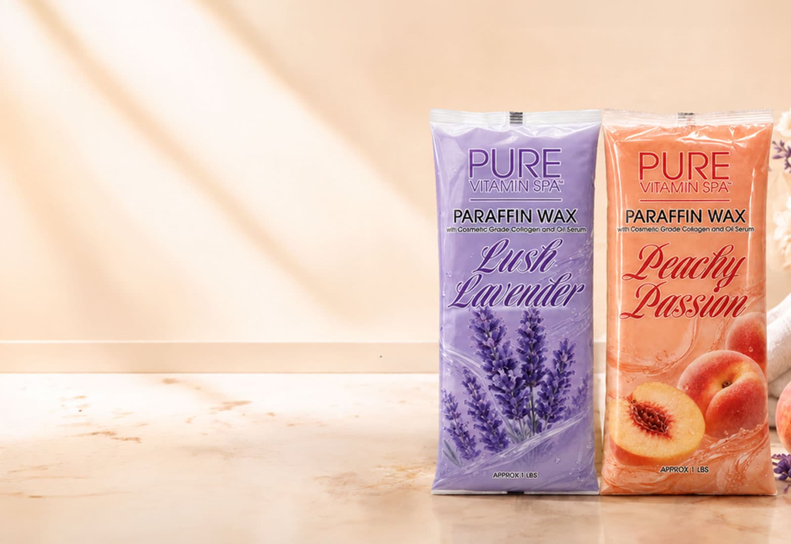 Pure Vitamin Spa Peachy Passion and Lush Lavender paraffin wax