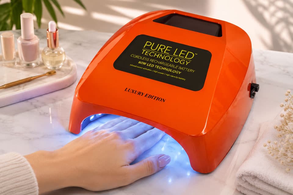 Pure Vitamin Spa nail lamp presented for professional spa service